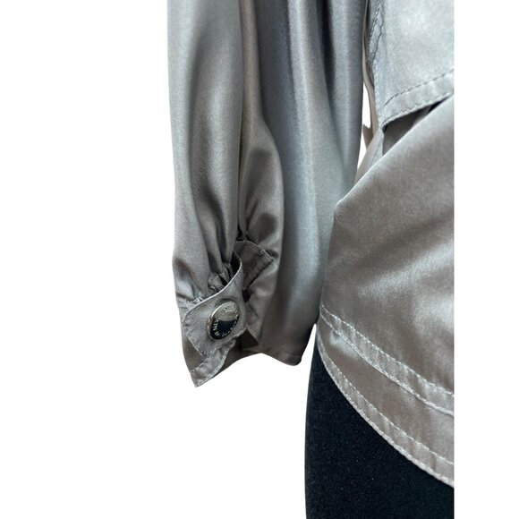 Lafayette 148 Women's Satin Gray Zip Up Jacket Sz M - Picture 7 of 10